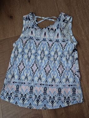 The Children's Place Blue, Navy & Pale Pink Crisscross-Back Printed Tank